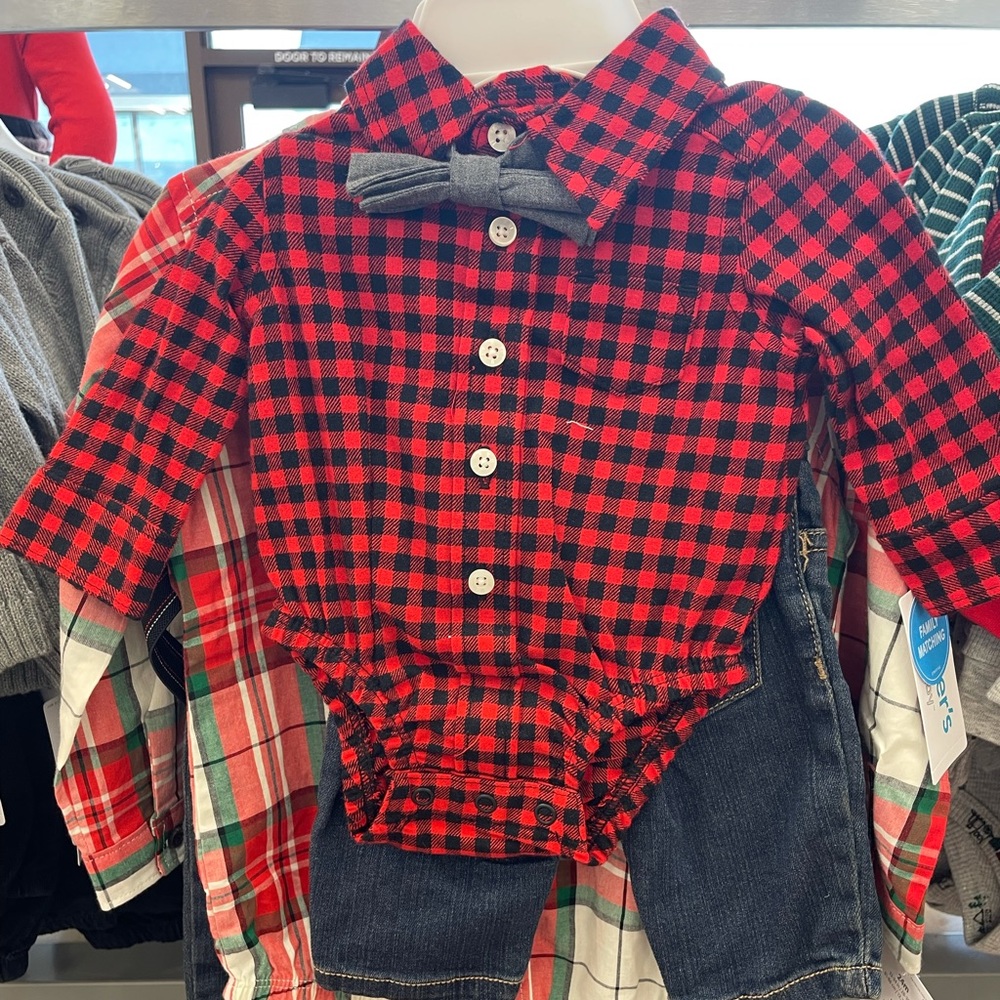 Carter’s boys holiday set. Shirt pants and bow tie